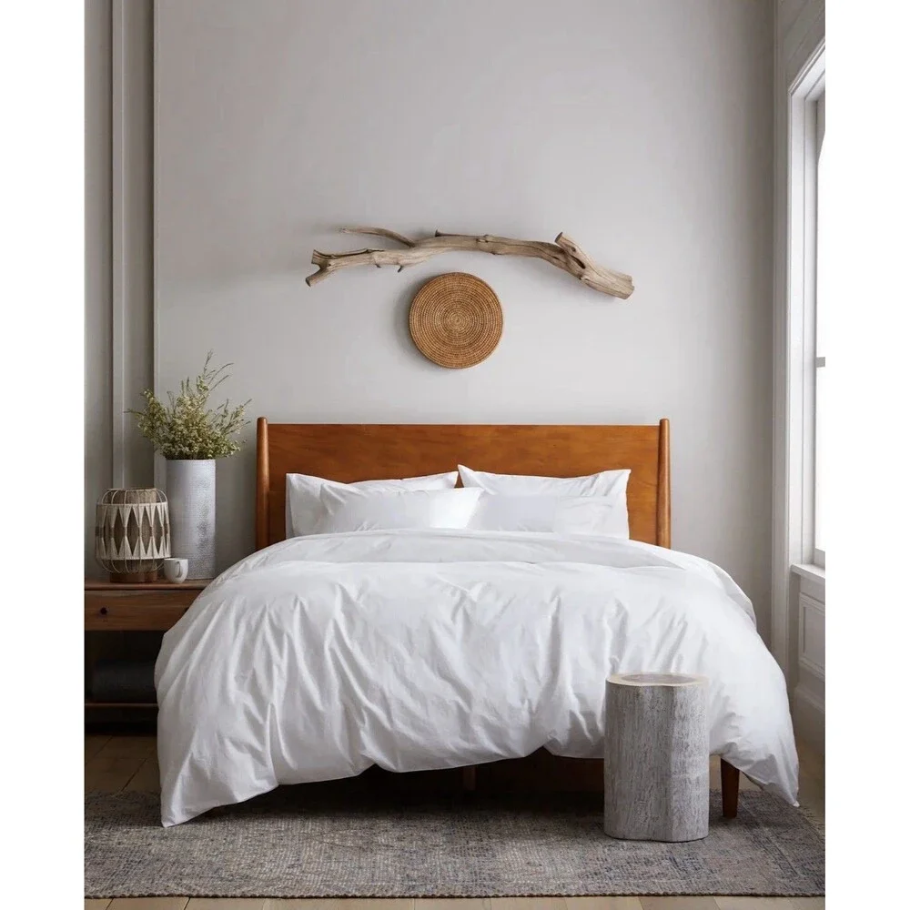 Quince Organic Brushed Cotton Duvet Cover Set Full Queen White NEW $114 Retail